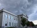Storm brewing over Registry of Deeds building on Federal Street